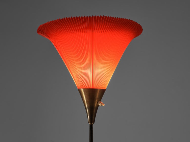 Delicate Floor Lamp with Red Tulip Shade For Sale at 1stDibs