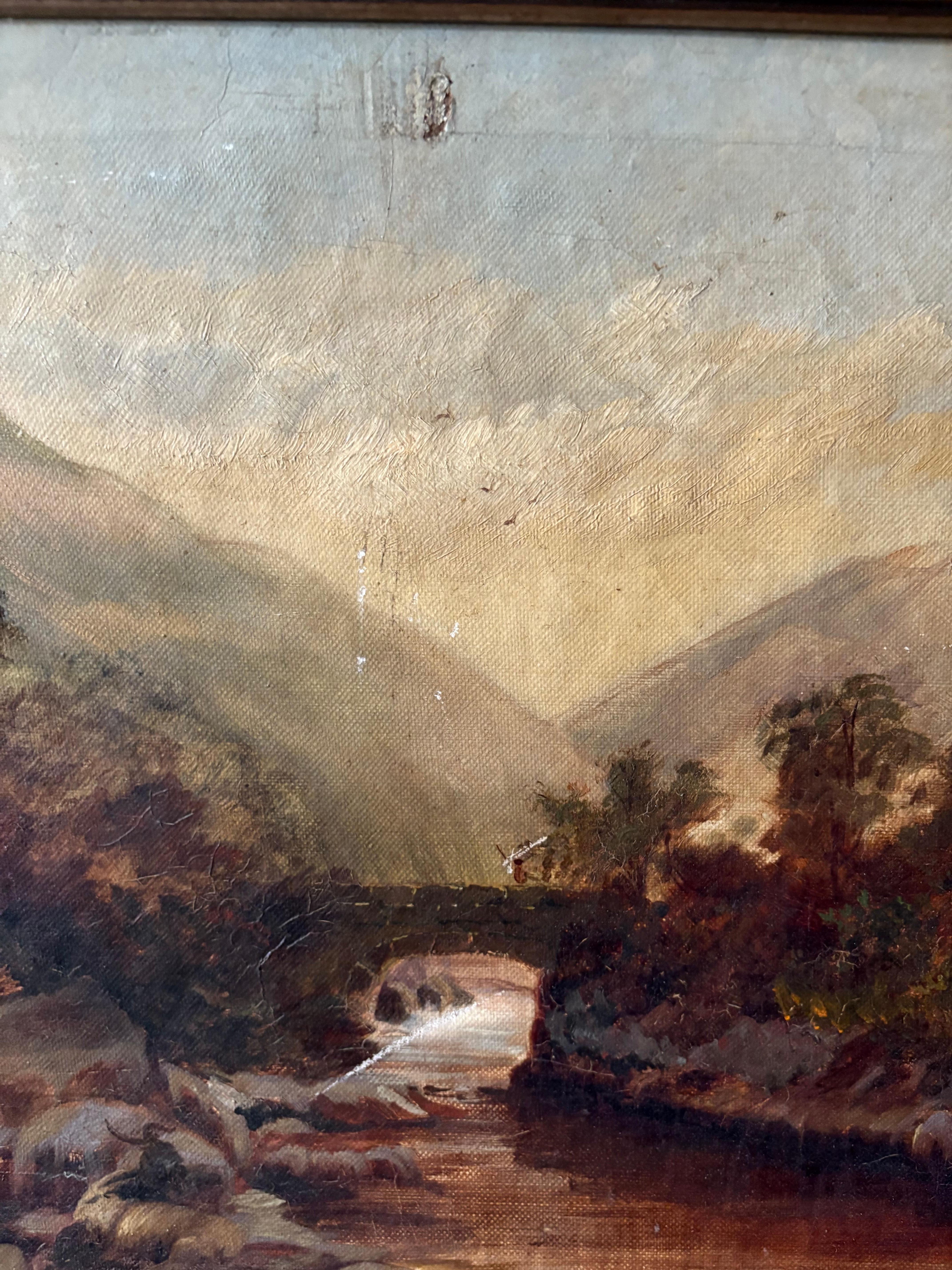 European Framed Oil on Canvas of a Landscape, 19th Century For Sale 4