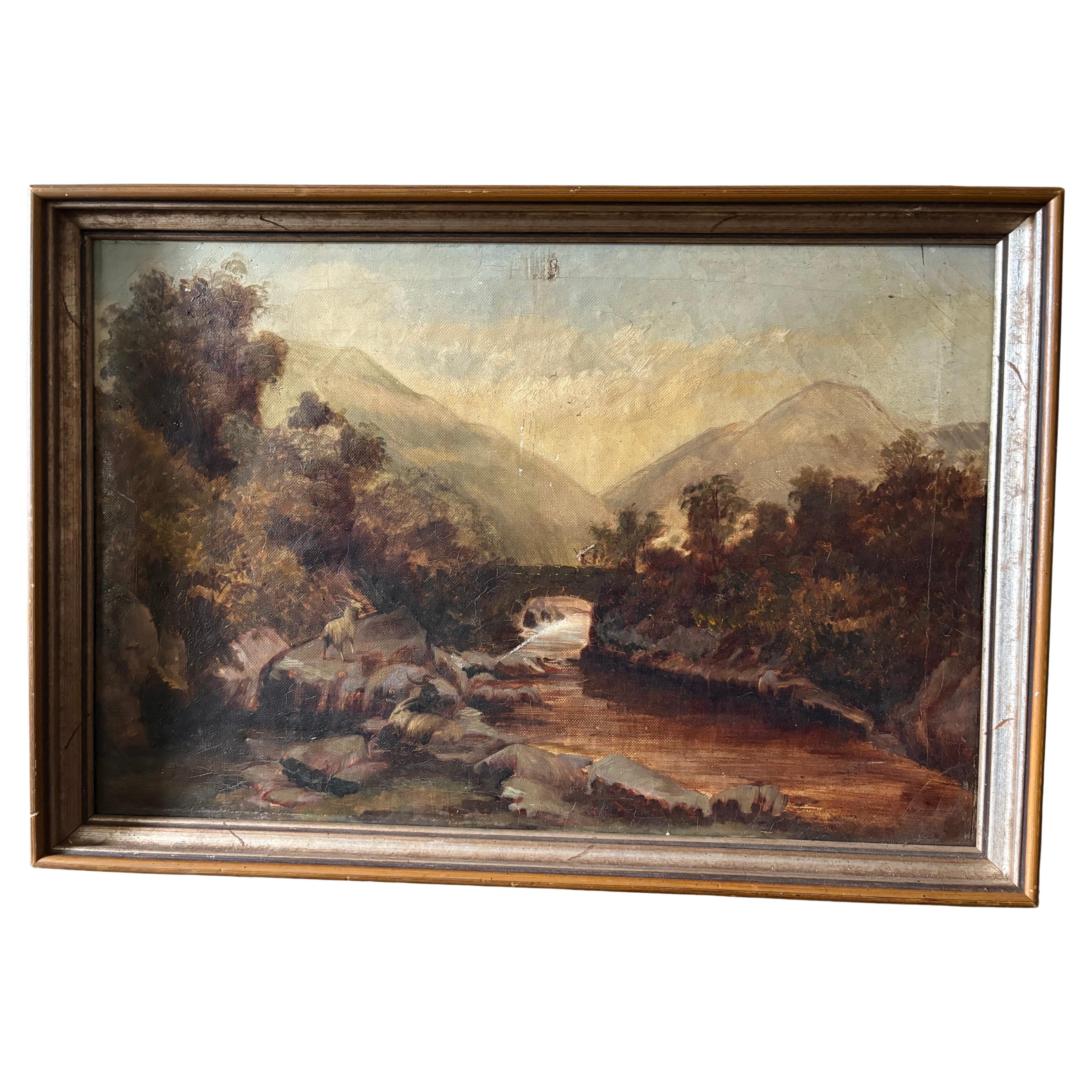 Europäisches gerahmtes Öl auf Leinwand einer Landschaft, 19.