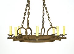 European French 8 Arm Wrought Iron Chandelier