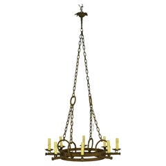 European French 8 Arm Wrought Iron Chandelier