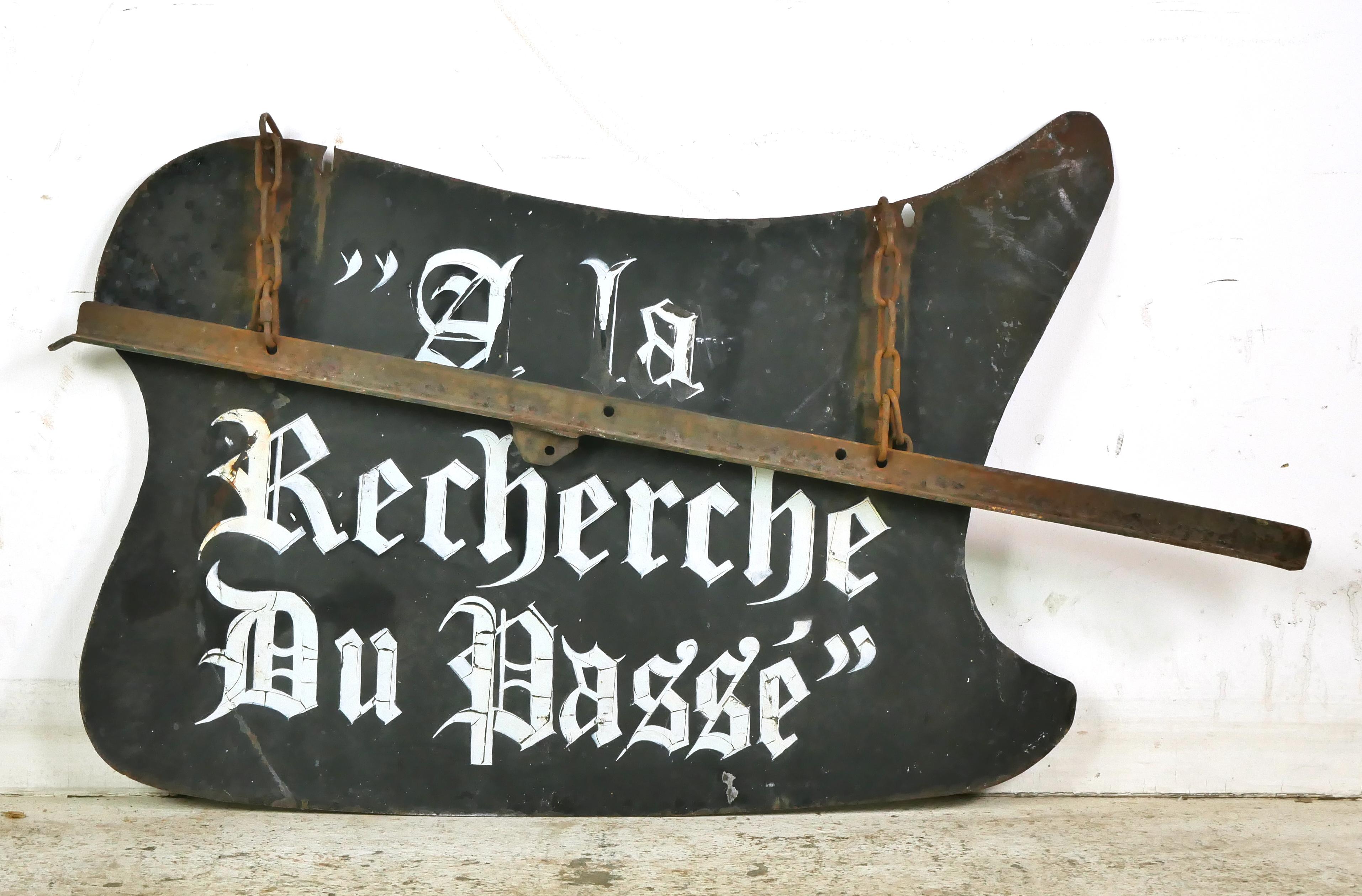 20th Century European French A La Recherche Du Passe Steel Sign For Sale