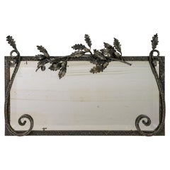 European French Art Deco Wrought Iron Wall Mirror