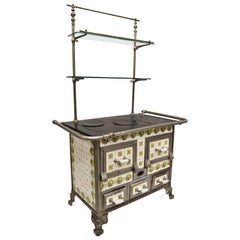 Poêle à bois en fonte Art Nouveau en fonte française ou belge