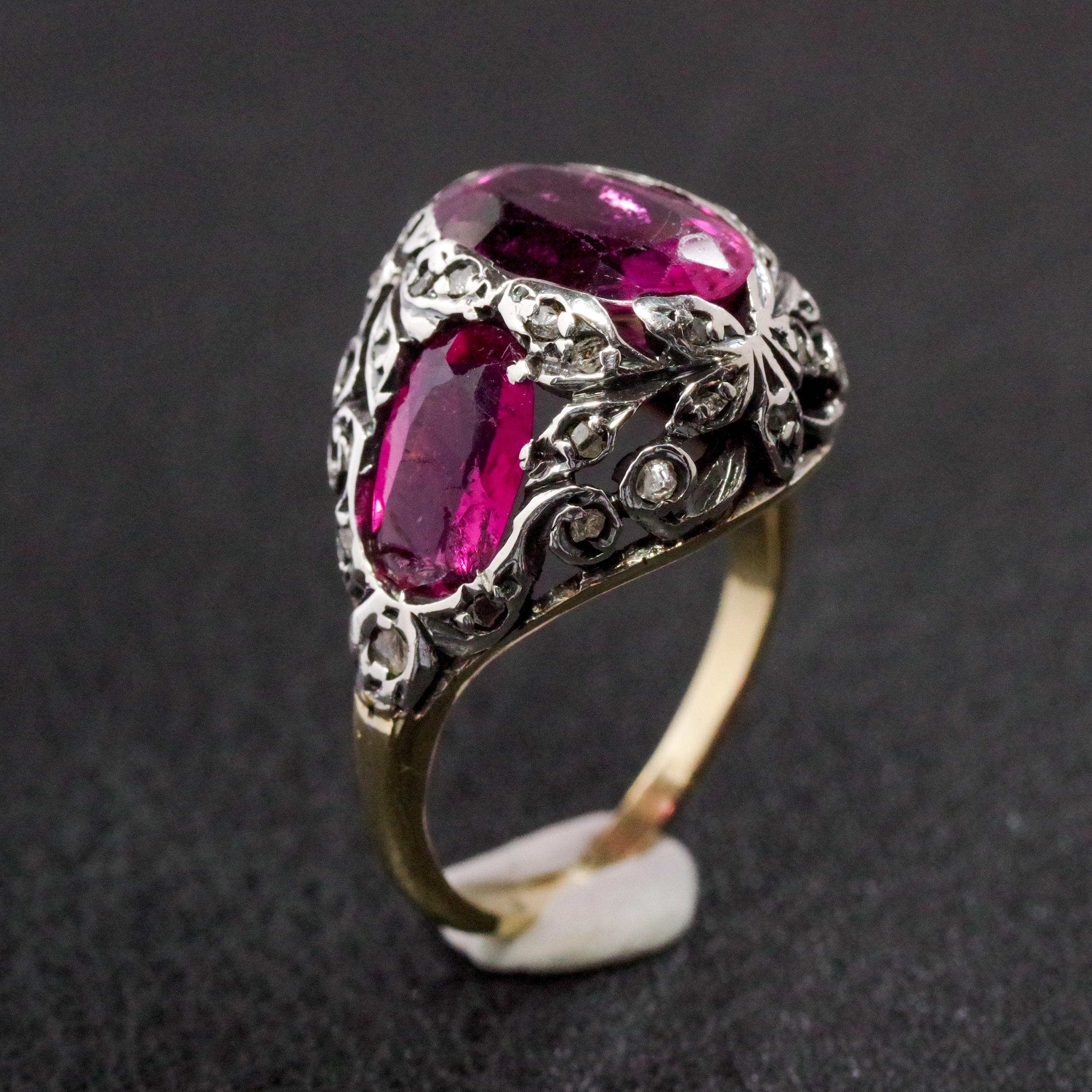 European Georgian Rubellite and Diamond Ring Fit for a Duchess 6