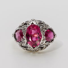 European Georgian Rubellite and Diamond Ring Fit for a Duchess
