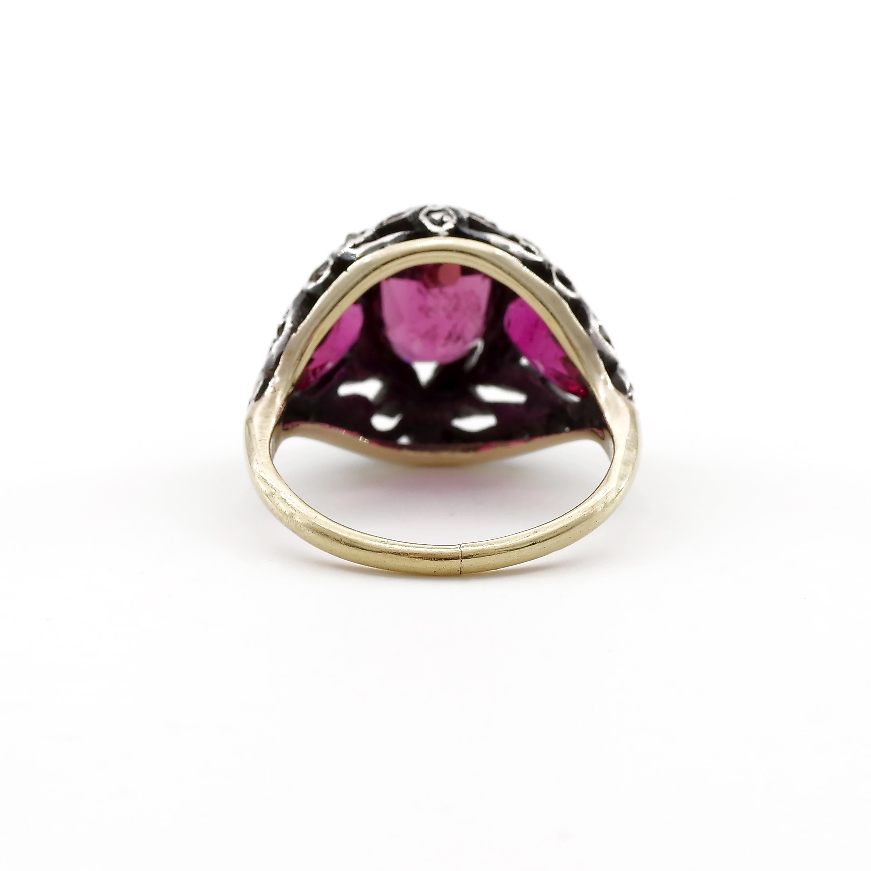 European Georgian Rubellite and Diamond Ring Fit for a Duchess 8