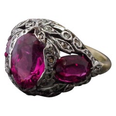 European Georgian Rubellite and Diamond Ring Fit for a Duchess