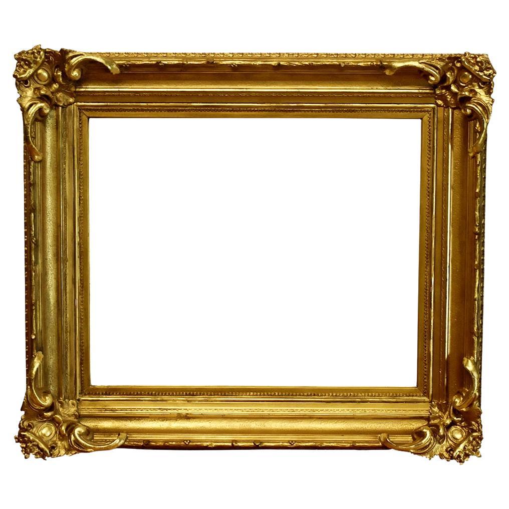 European 22x27 inch Gilt Gesso Ornamented Picture Frame circa 1850 For Sale