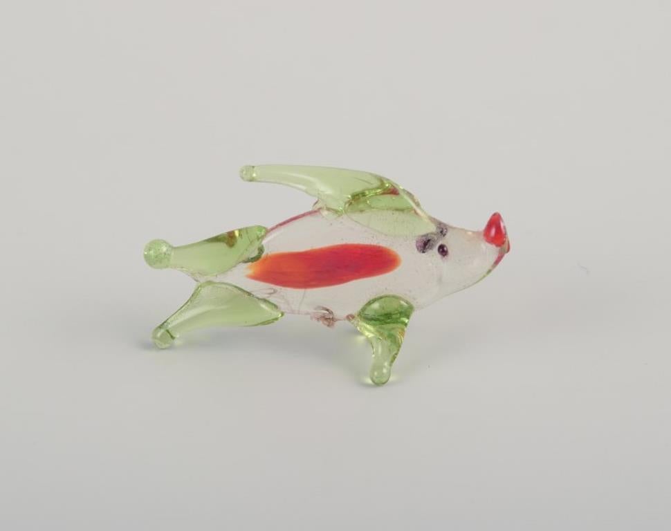 Unknown European glass artist. Five miniature animals in art glass. Approx. 1970s For Sale