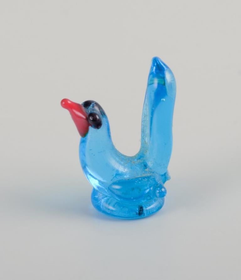 Unknown European glass artist. Five miniature animals in art glass. Approx. 1970s For Sale