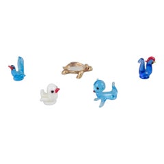 European glass artist. Five miniature animals in art glass. Approx. 1970s