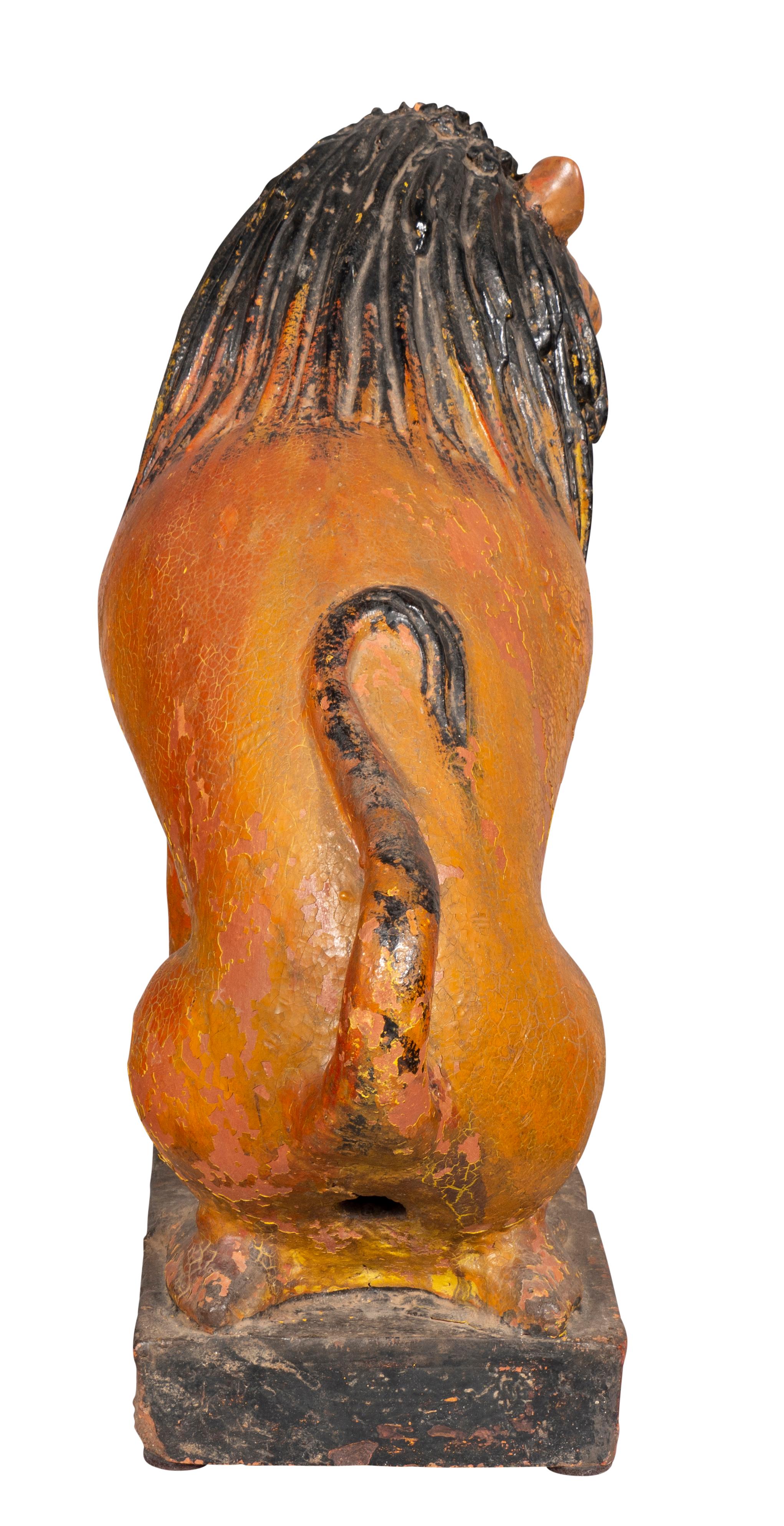 European Glazed Terracotta Figure of a Lion For Sale 3