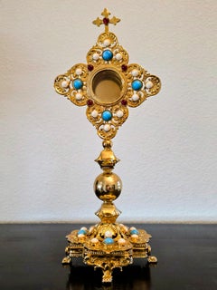 European Gothic Religious Gilt Metal Reliquary Altar Monstrance