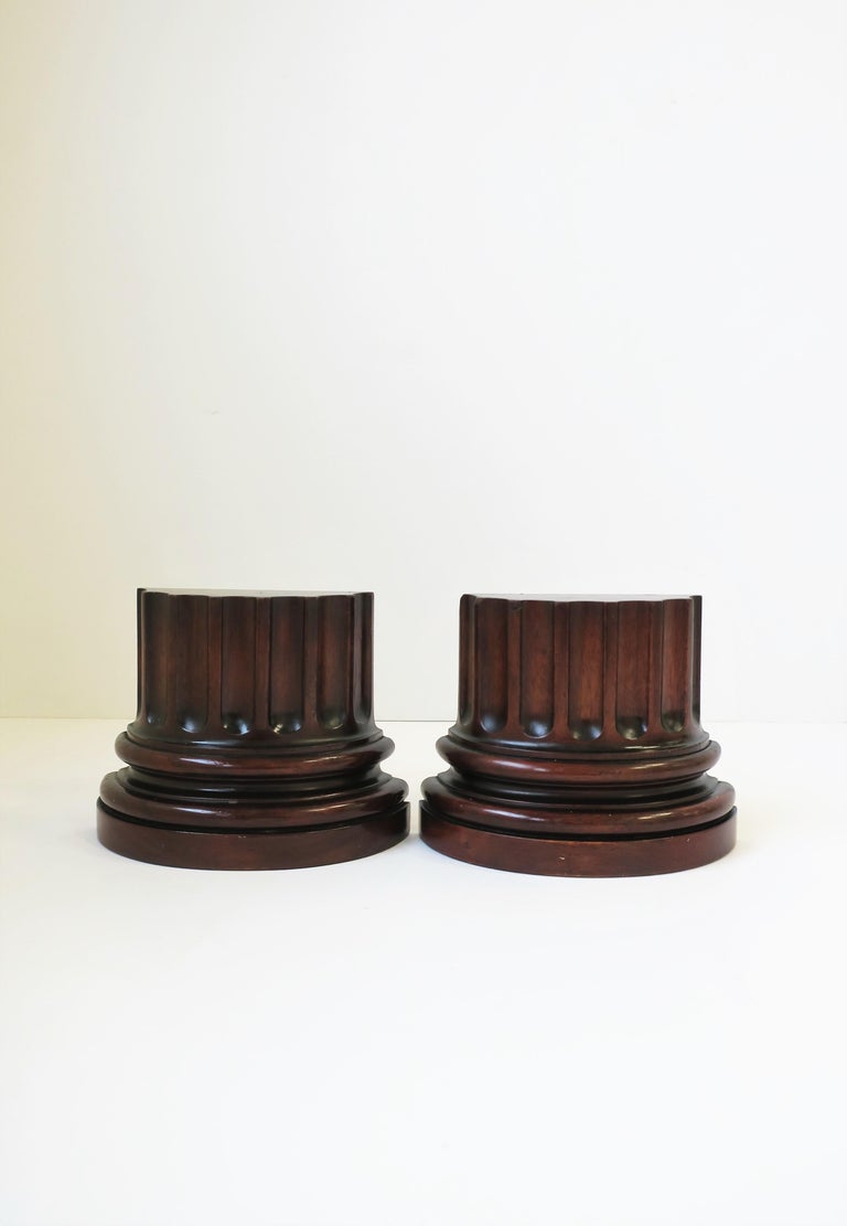 European Roman Doric Column Pillar Mahogany Wood Bookends at 1stDibs