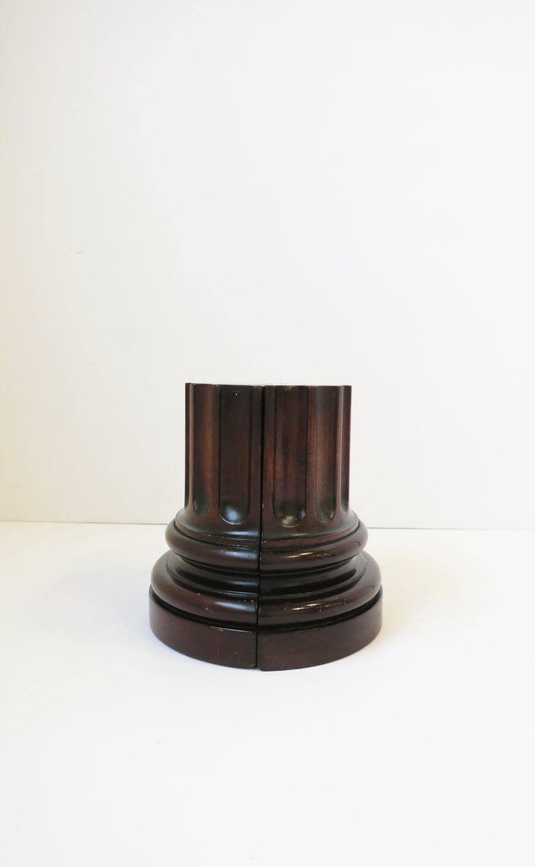 European Roman Doric Column Pillar Mahogany Wood Bookends at 1stDibs