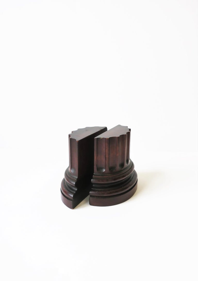 European Roman Doric Column Pillar Mahogany Wood Bookends at 1stDibs