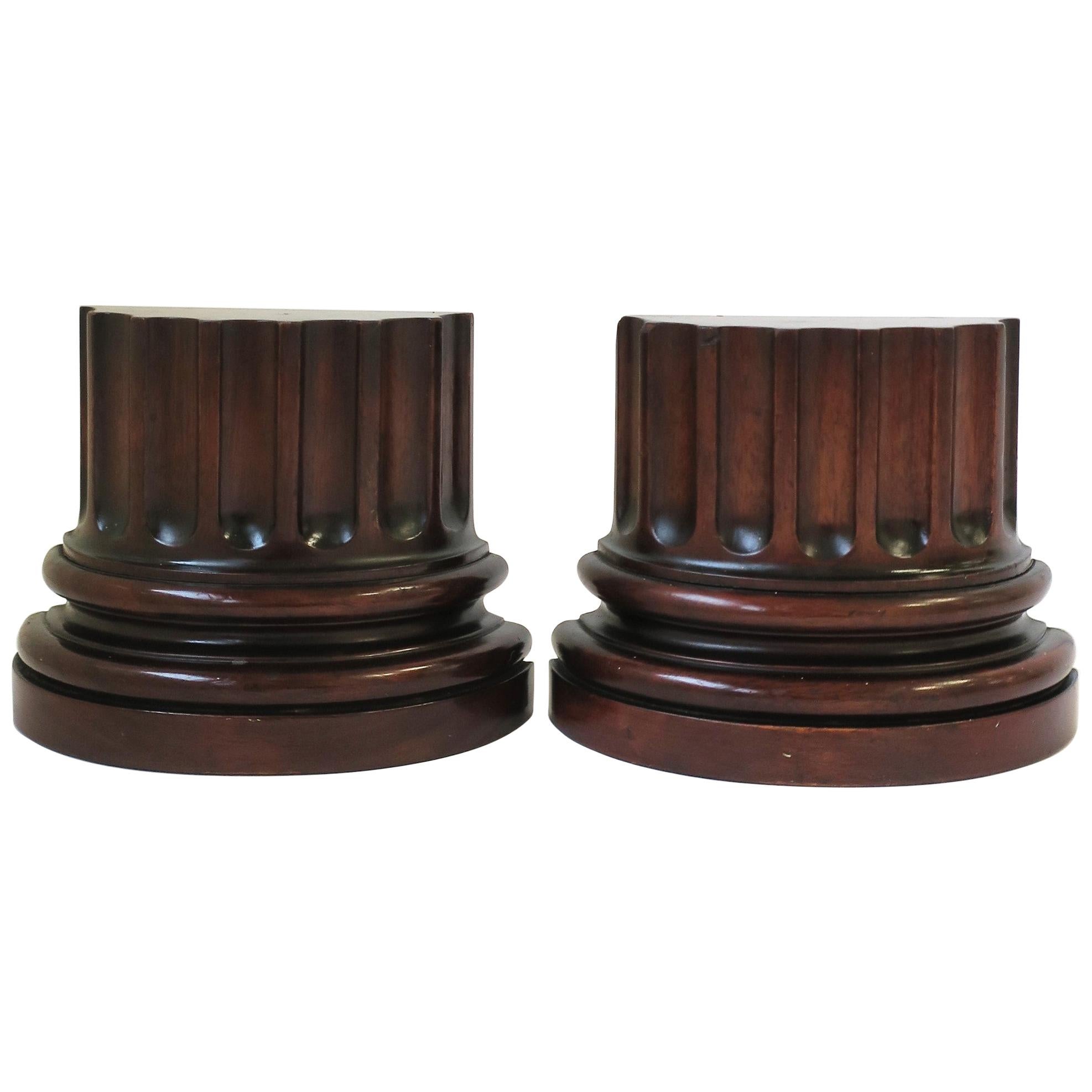 European Roman Doric Column Pillar Mahogany Wood Bookends at 1stDibs