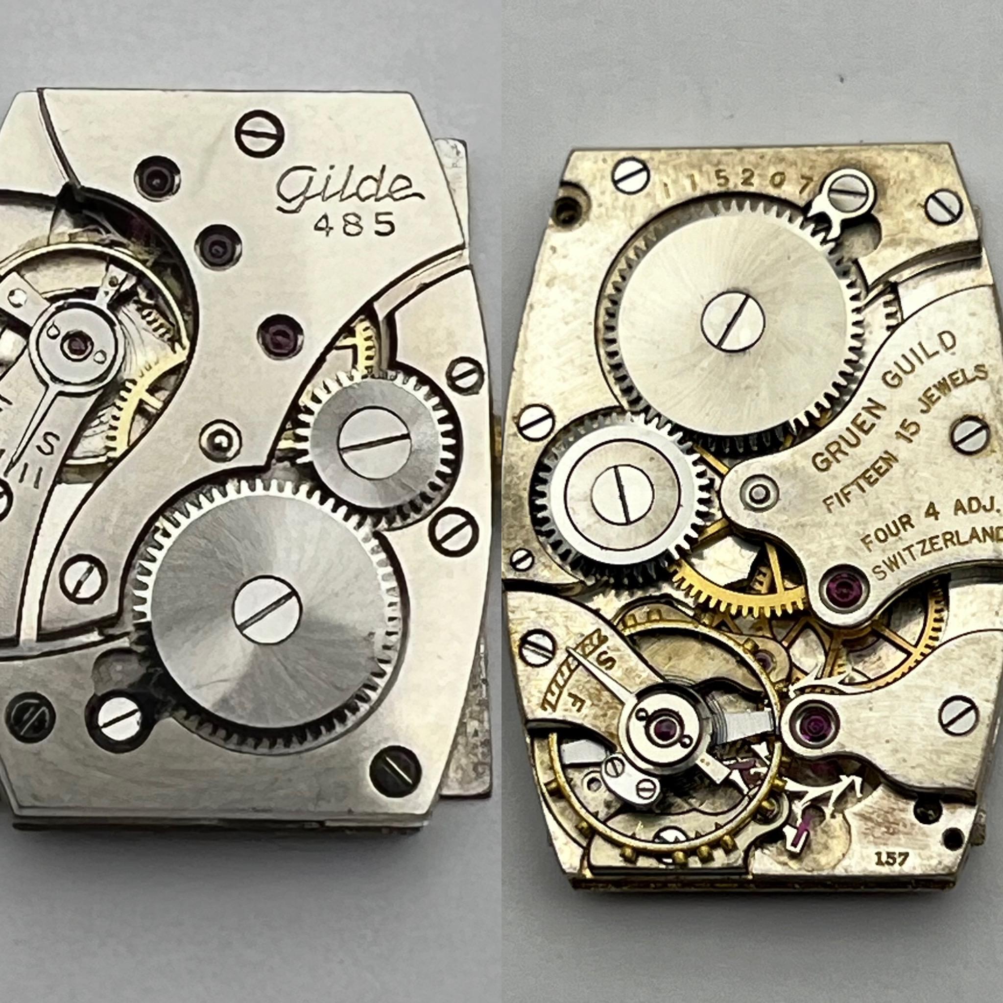 European Gruen / Gilde Quadron #485, Rare Stateside Find. Art Deco 15J Caliber  For Sale 9