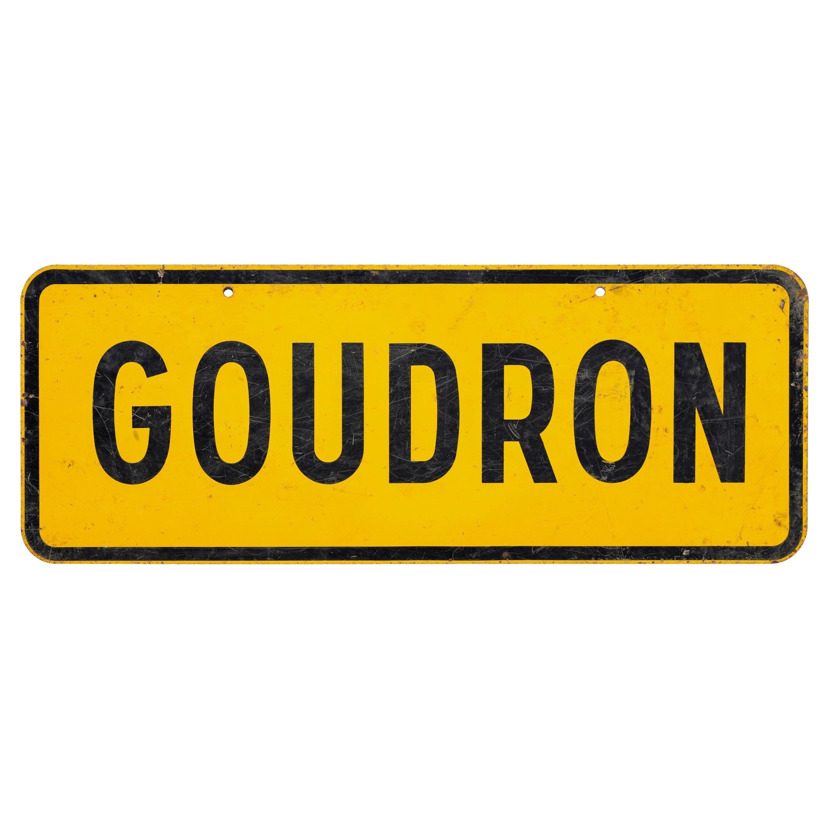 European Gurdon or "Tar" Street Sign Black Yellow Paint