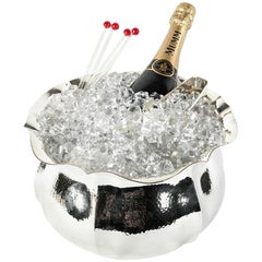 European Hammered Silver Plated Barware Champagne Cooler
