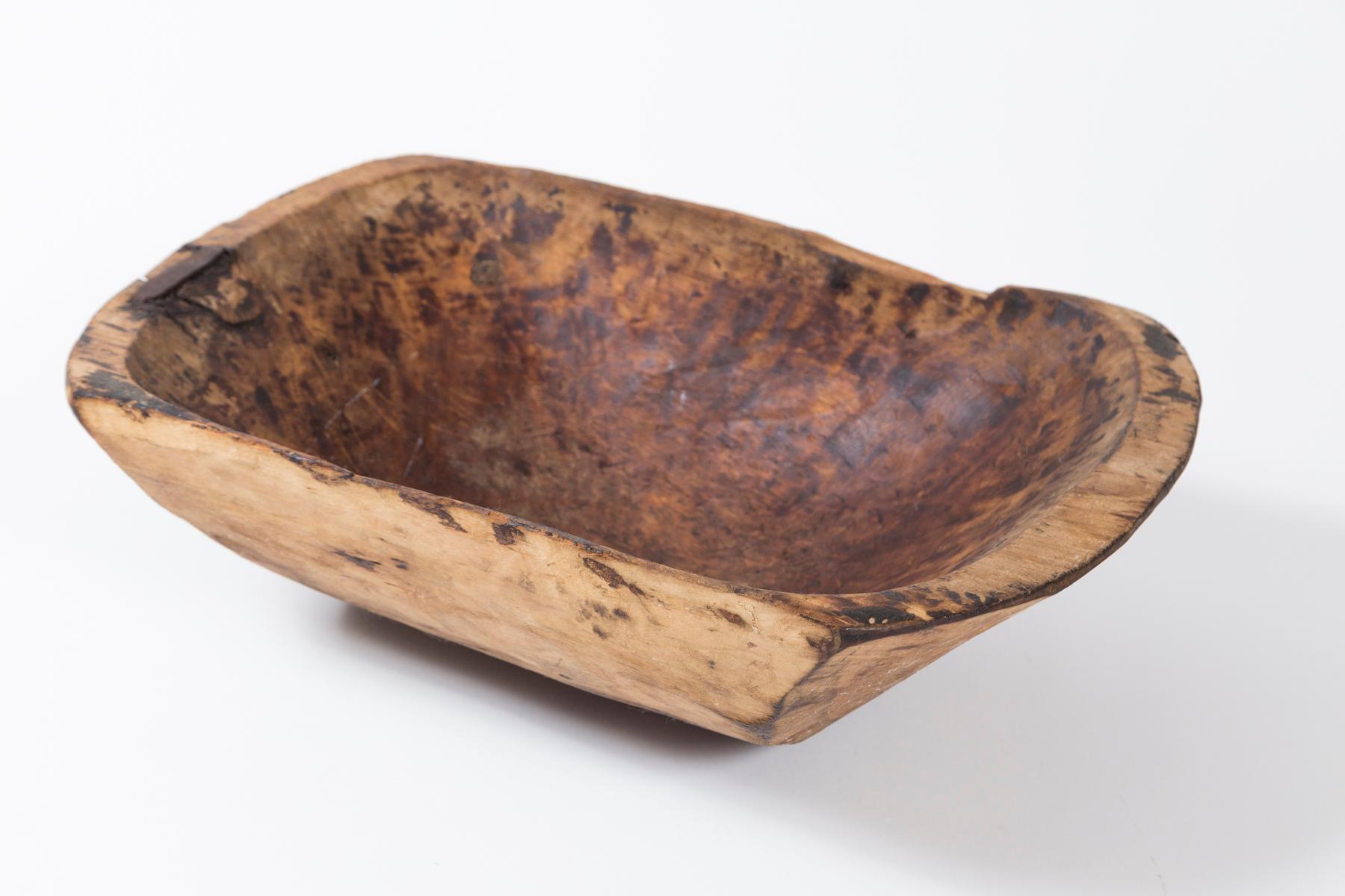 Rustic European Hand-Carved Wood Bowl, Early 20th Century