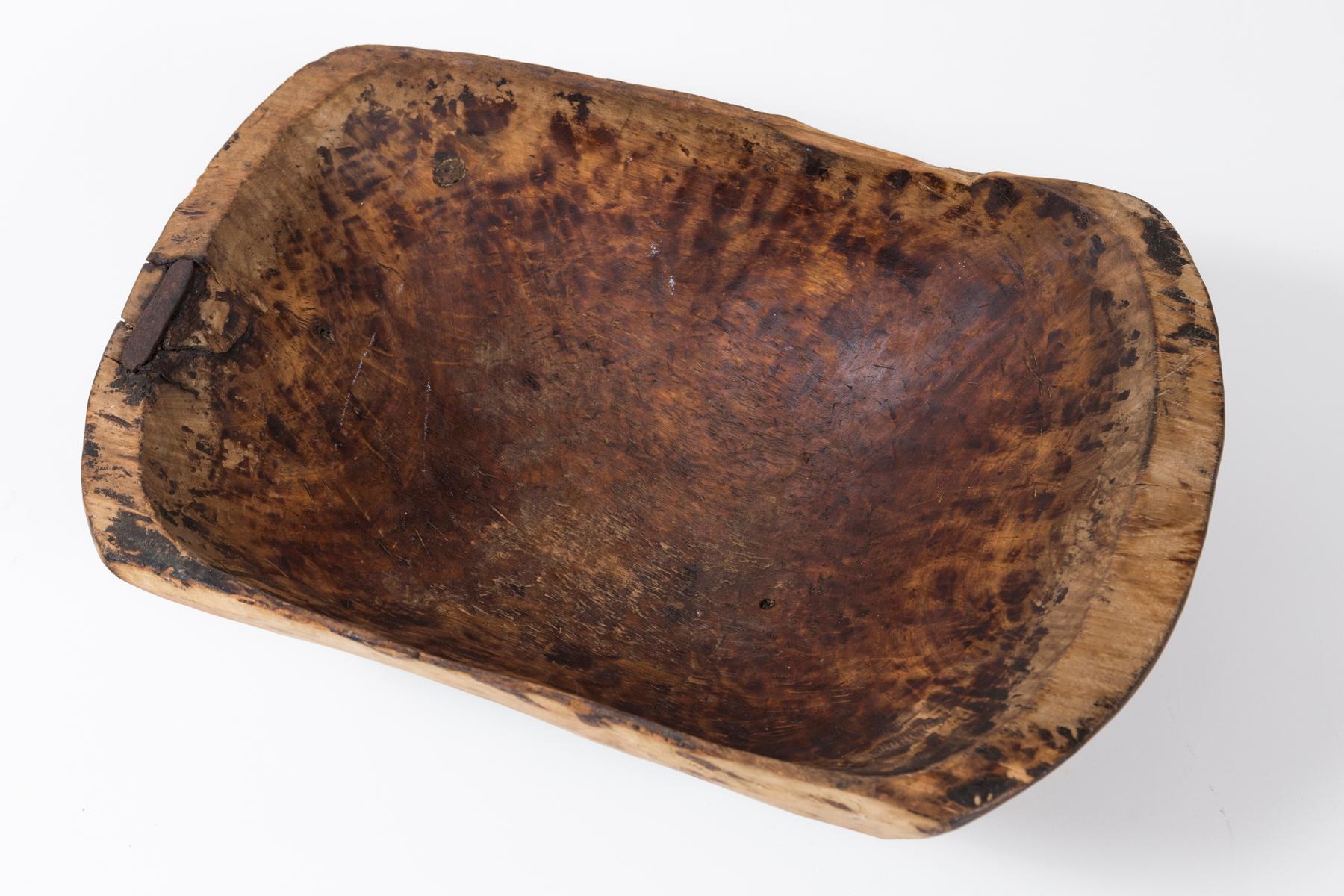 European Hand-Carved Wood Bowl, Early 20th Century In Good Condition In Chappaqua, NY