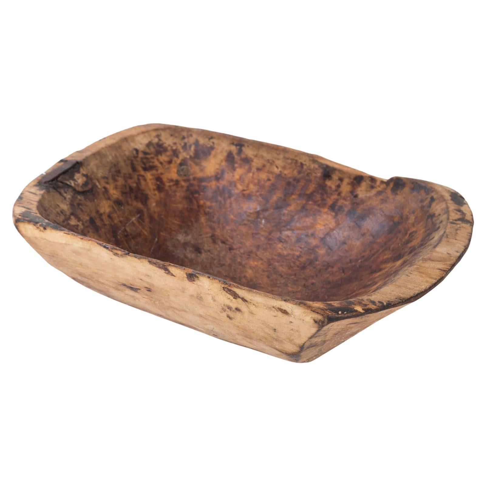 European Hand-Carved Wood Bowl, Early 20th Century