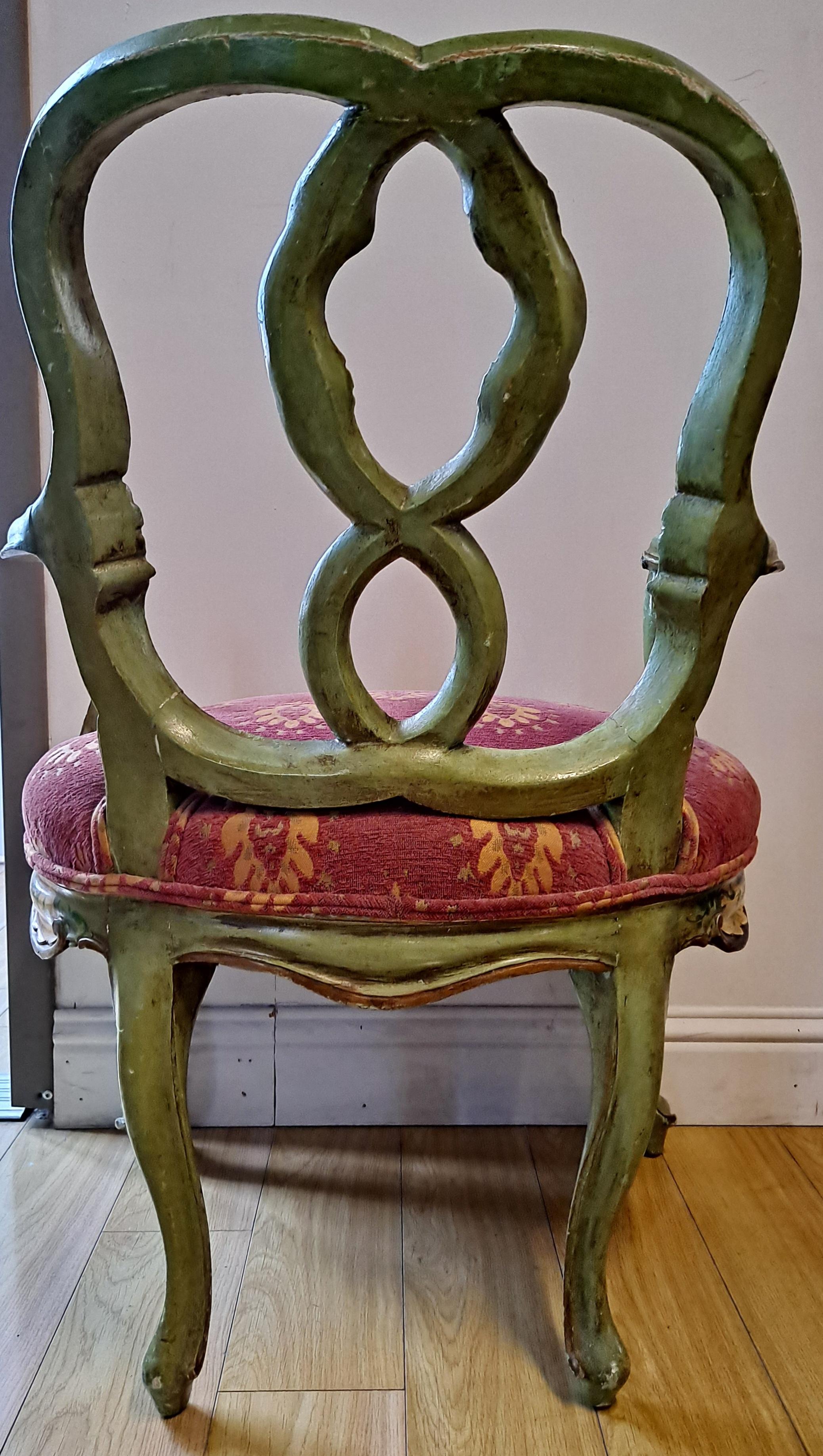 Venetian Baroque Style Hand Painted Armchair w/Cabriole Legs 5