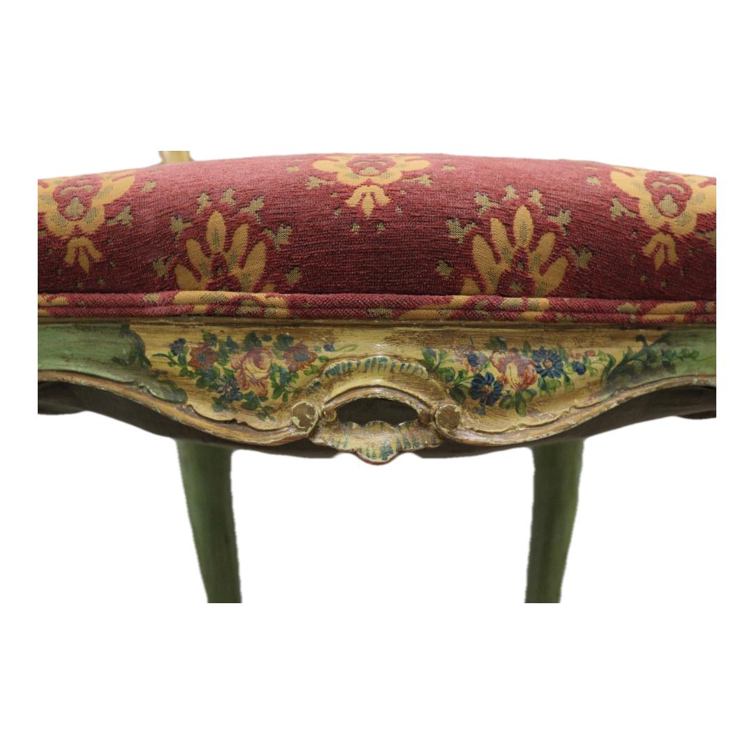 Venetian Baroque Style Hand Painted Armchair w/Cabriole Legs In Good Condition In San Francisco, CA