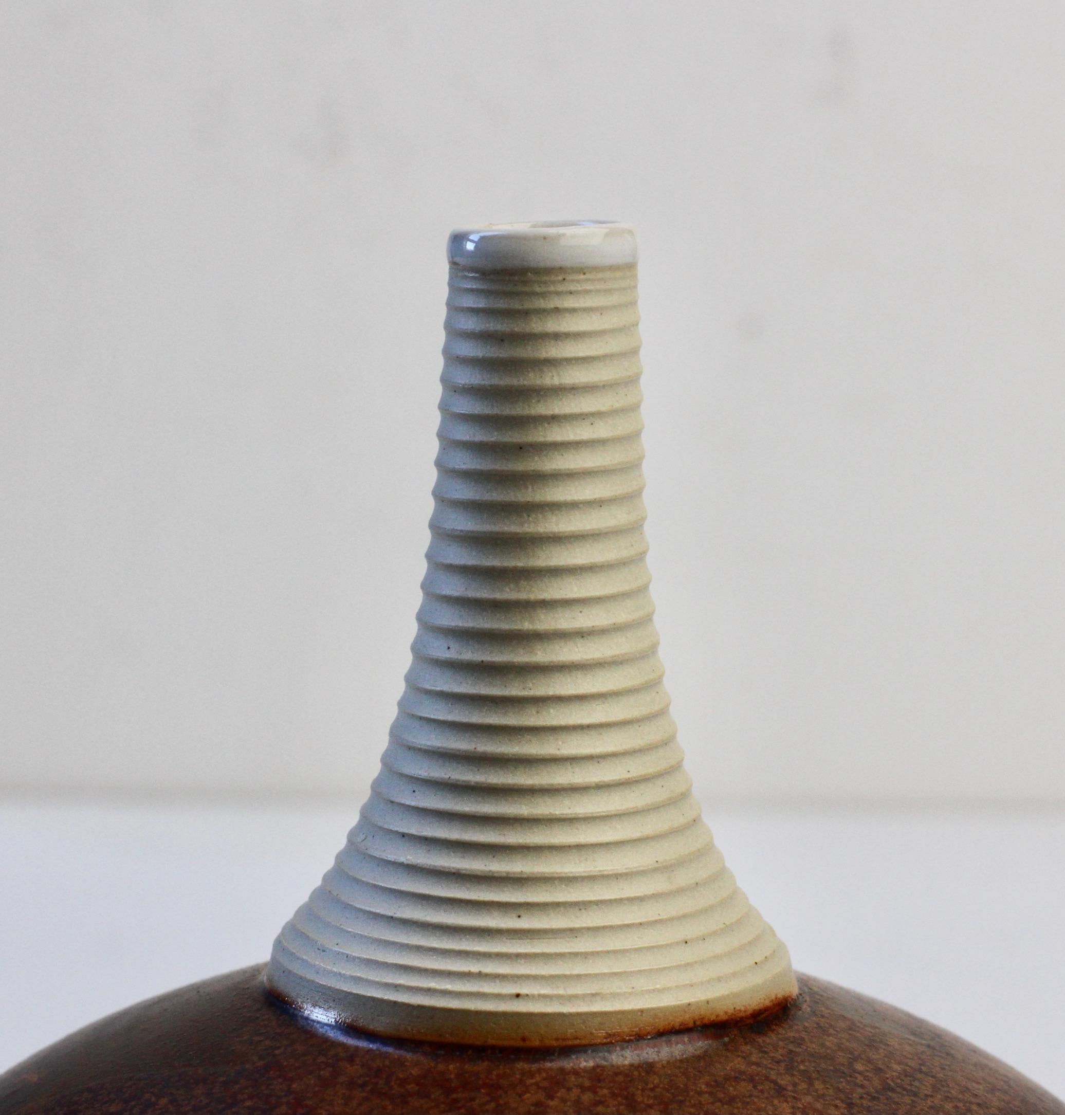 European Hand Thrown Pottery Brown Glazed Vase by Hans-Georg Fischer, 2009 For Sale 5