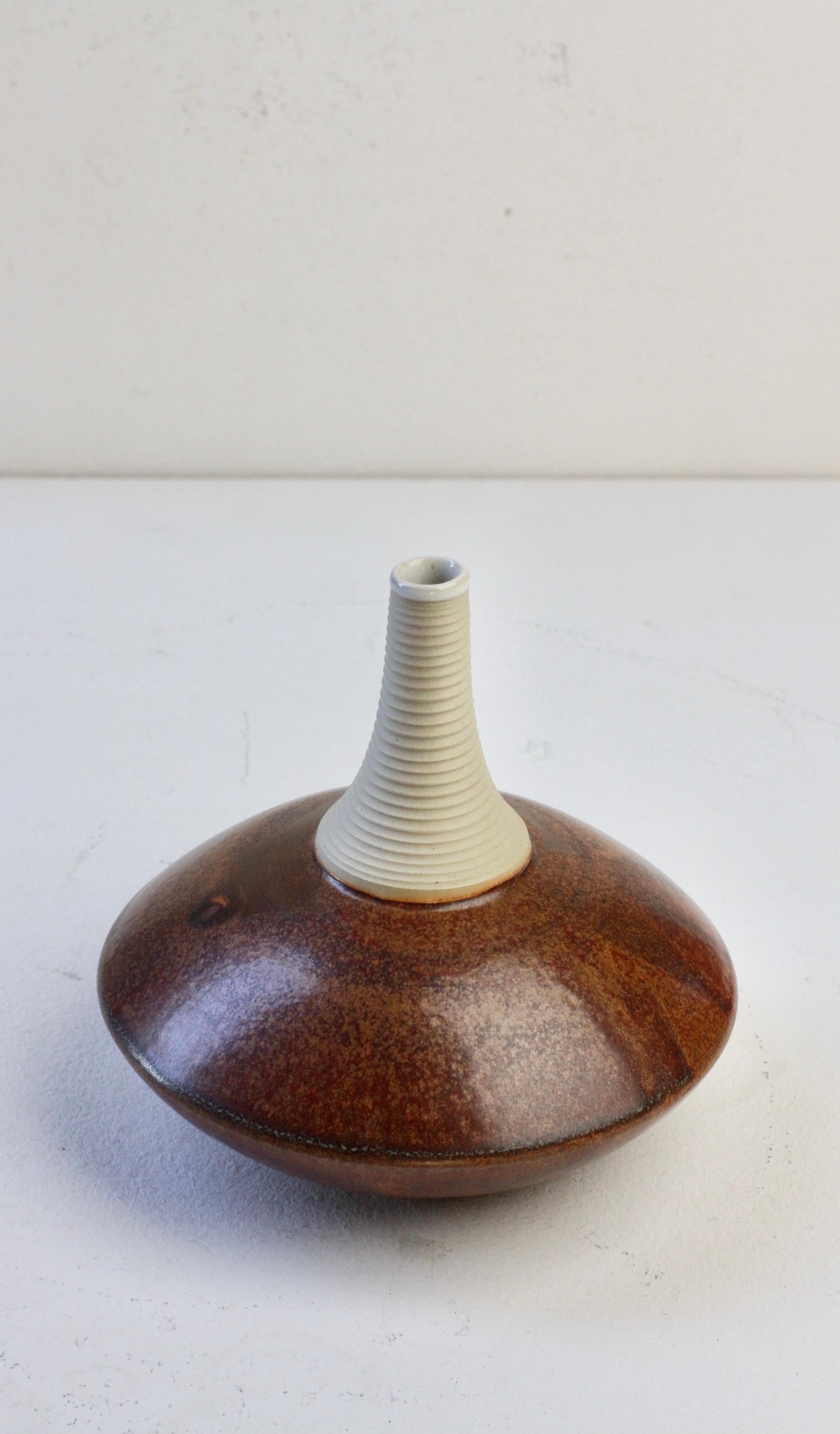 Contemporary European Hand Thrown Pottery Brown Glazed Vase by Hans-Georg Fischer, 2009 For Sale