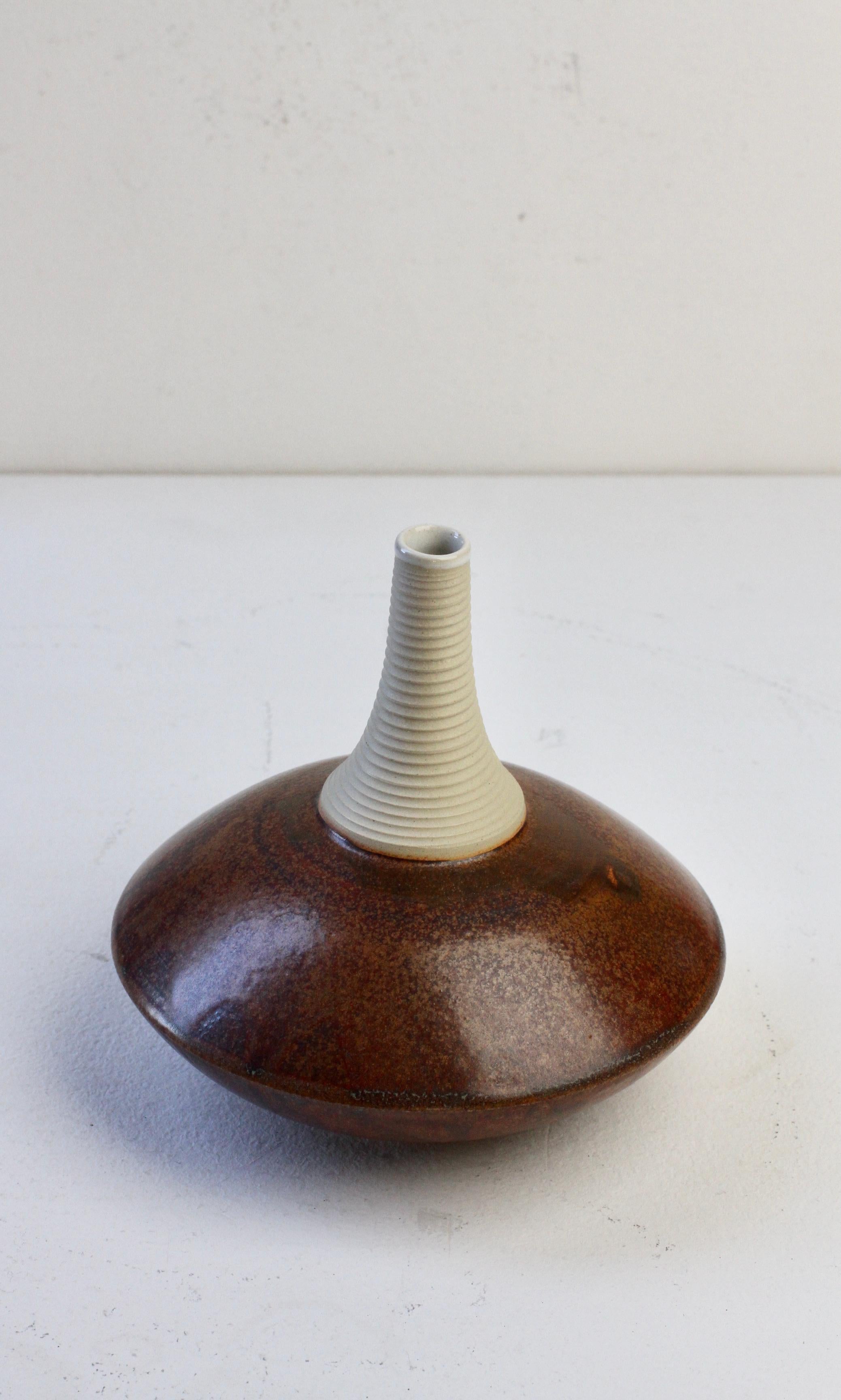 European Hand Thrown Pottery Brown Glazed Vase by Hans-Georg Fischer, 2009 For Sale 2