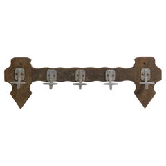 European Hat Coat Rack 5 Hooks Rustic Wood Wall Plank