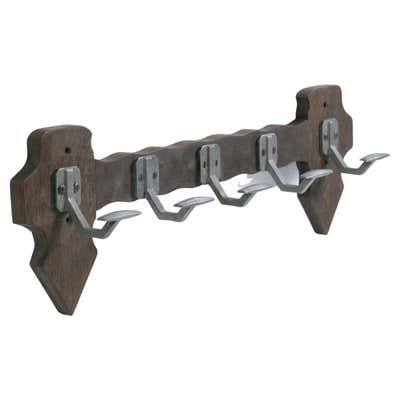 Spanish Rustic Wall Coat Rack in Patinated Wood For Sale at 1stDibs ...