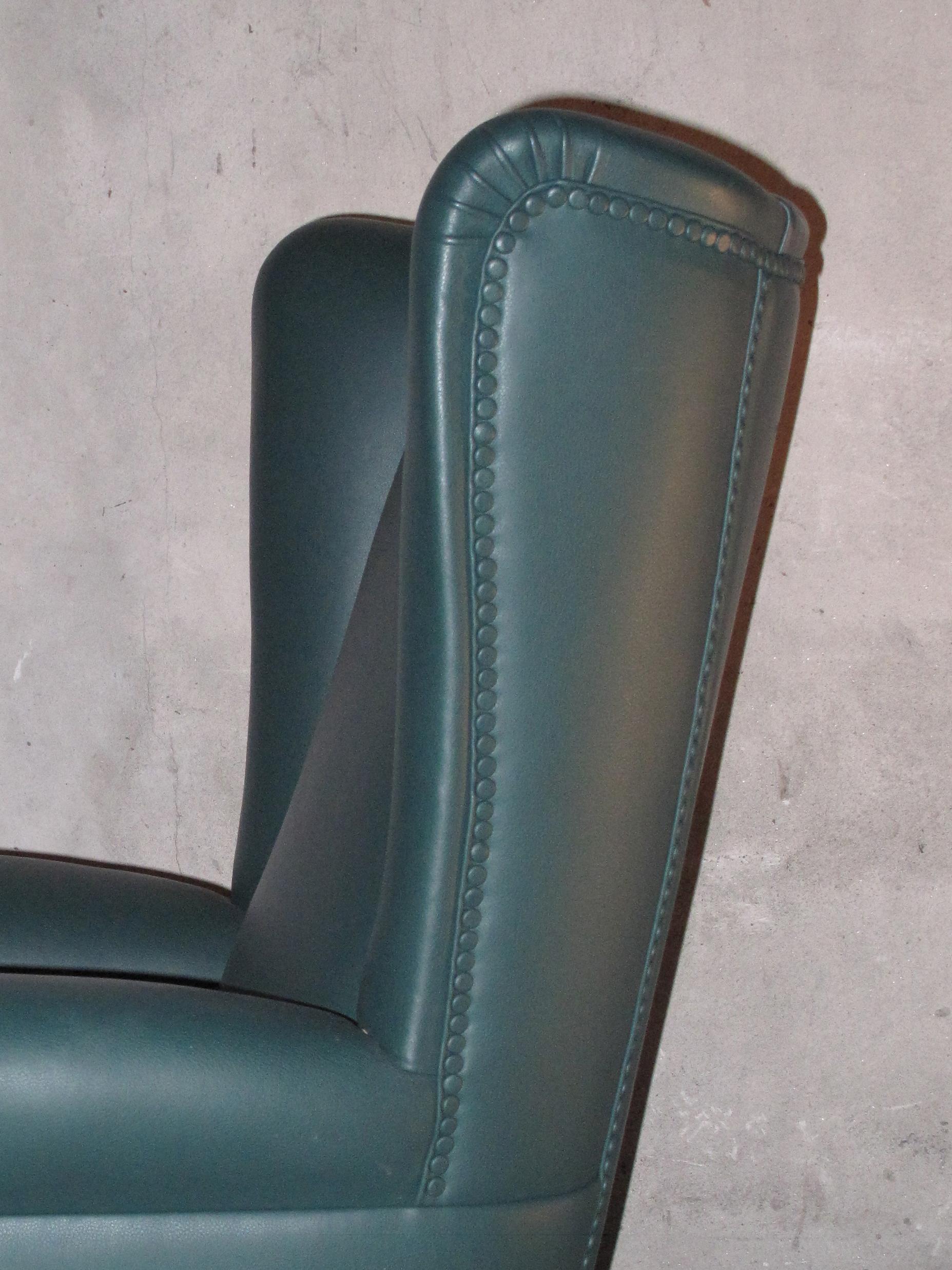 European High Backed Leather Armchair, circa 1960 In Good Condition For Sale In Los Angeles, CA