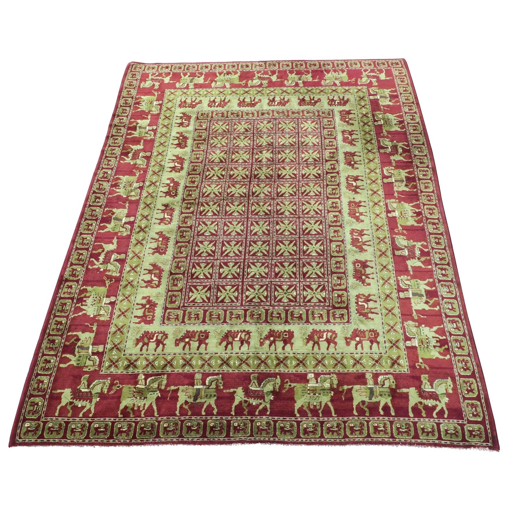 European Hooked Rug, Copy of Pazyryk the Oldest Carpet in the World For Sale