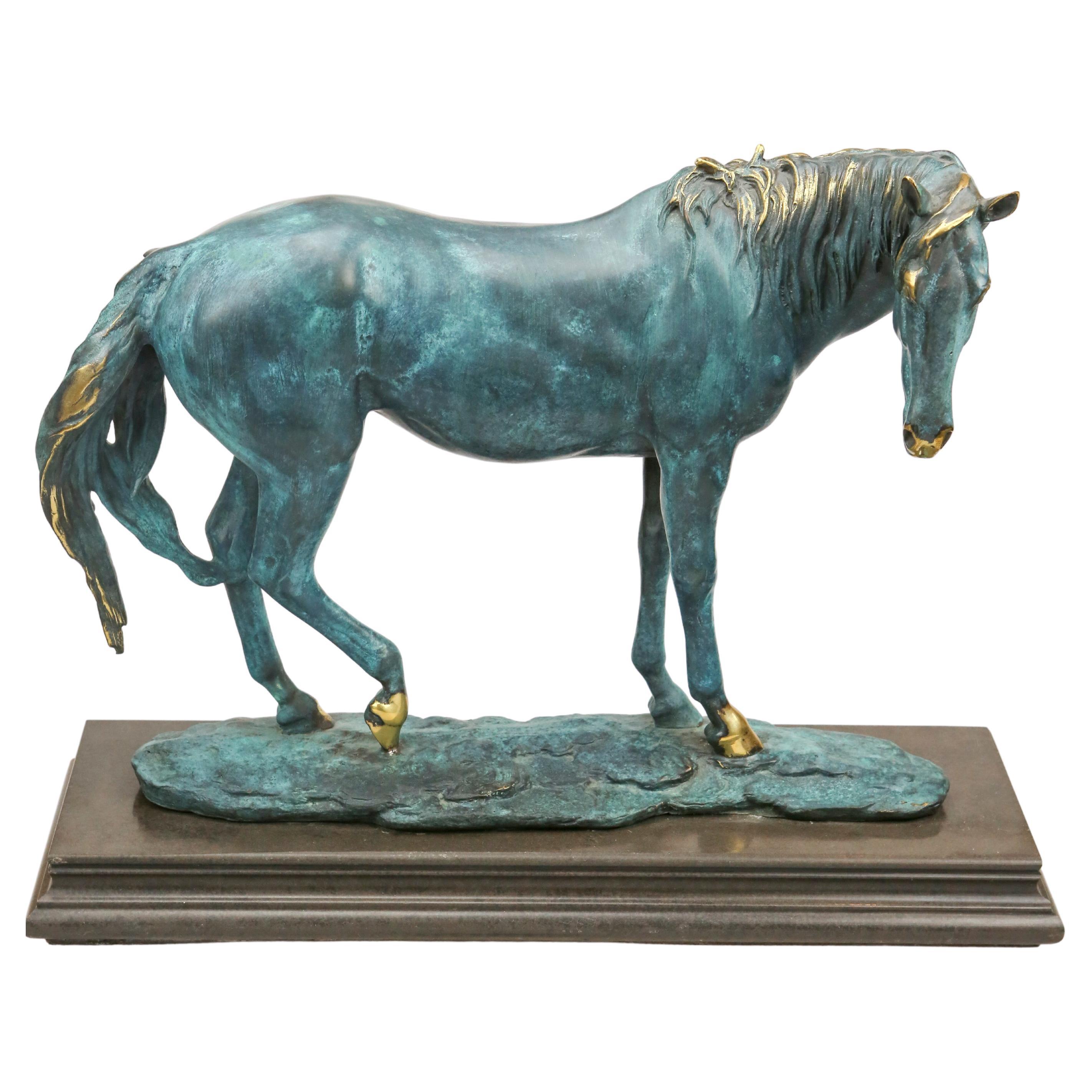 Sculpture de collection de trophée de cheval européen en bronze