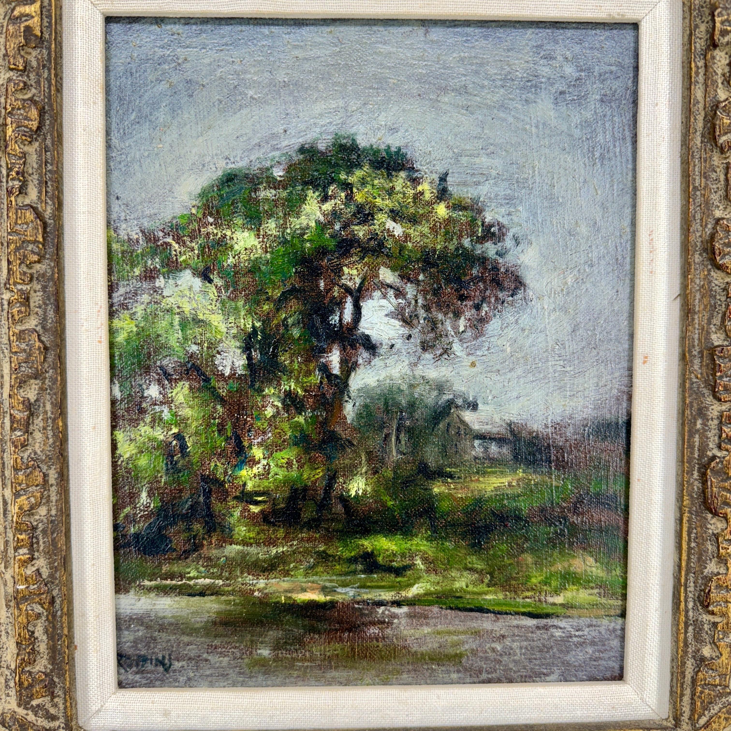 Peinture à l'huile impressionniste européenne d'un paysage, années 1950-1960  en vente 6