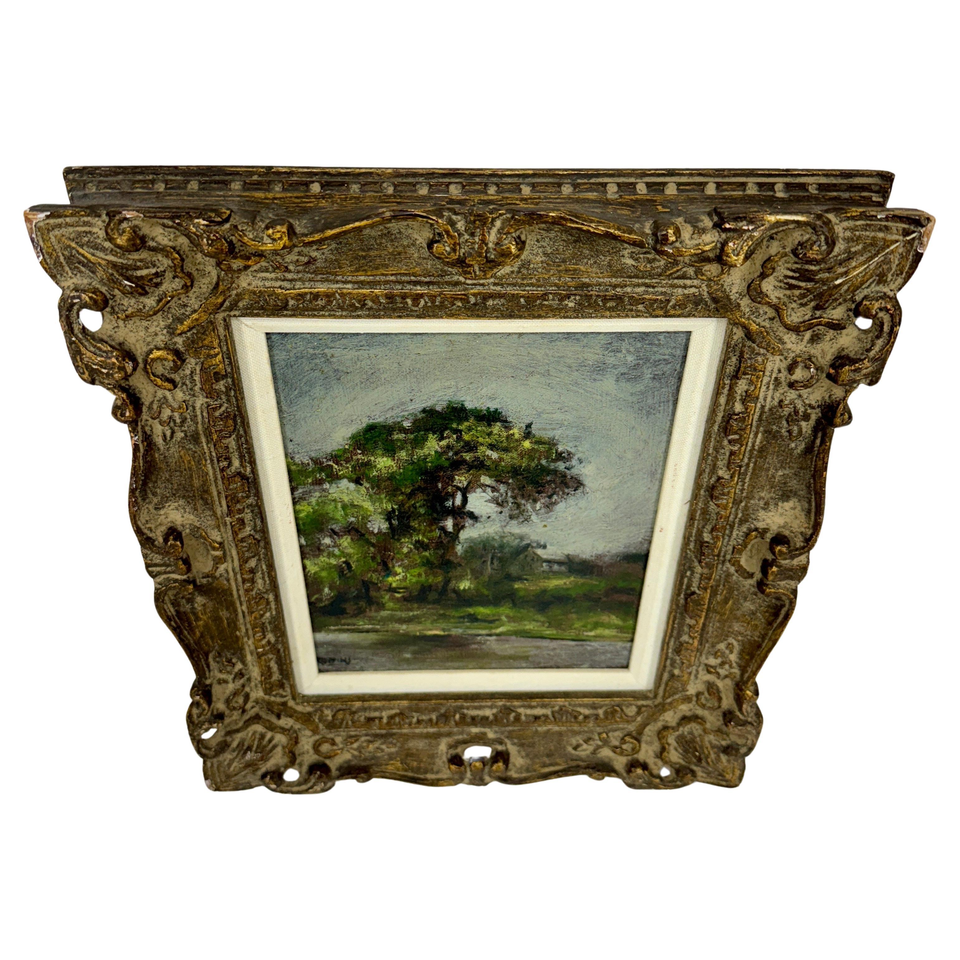 Unknown European Impressionist Landscape Trees Oil Painting, 1950-1960's  For Sale