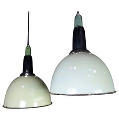 European Industrial Pendant Lights, circa 1930