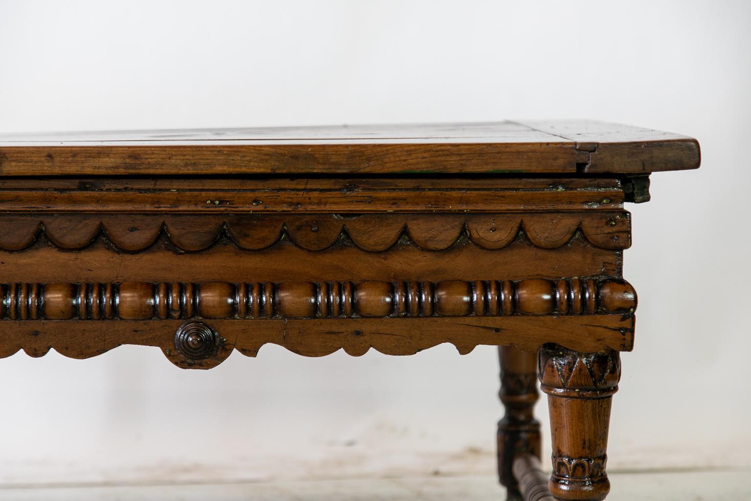 Hand-Carved European Inlaid Fruitwood Coffee Table For Sale