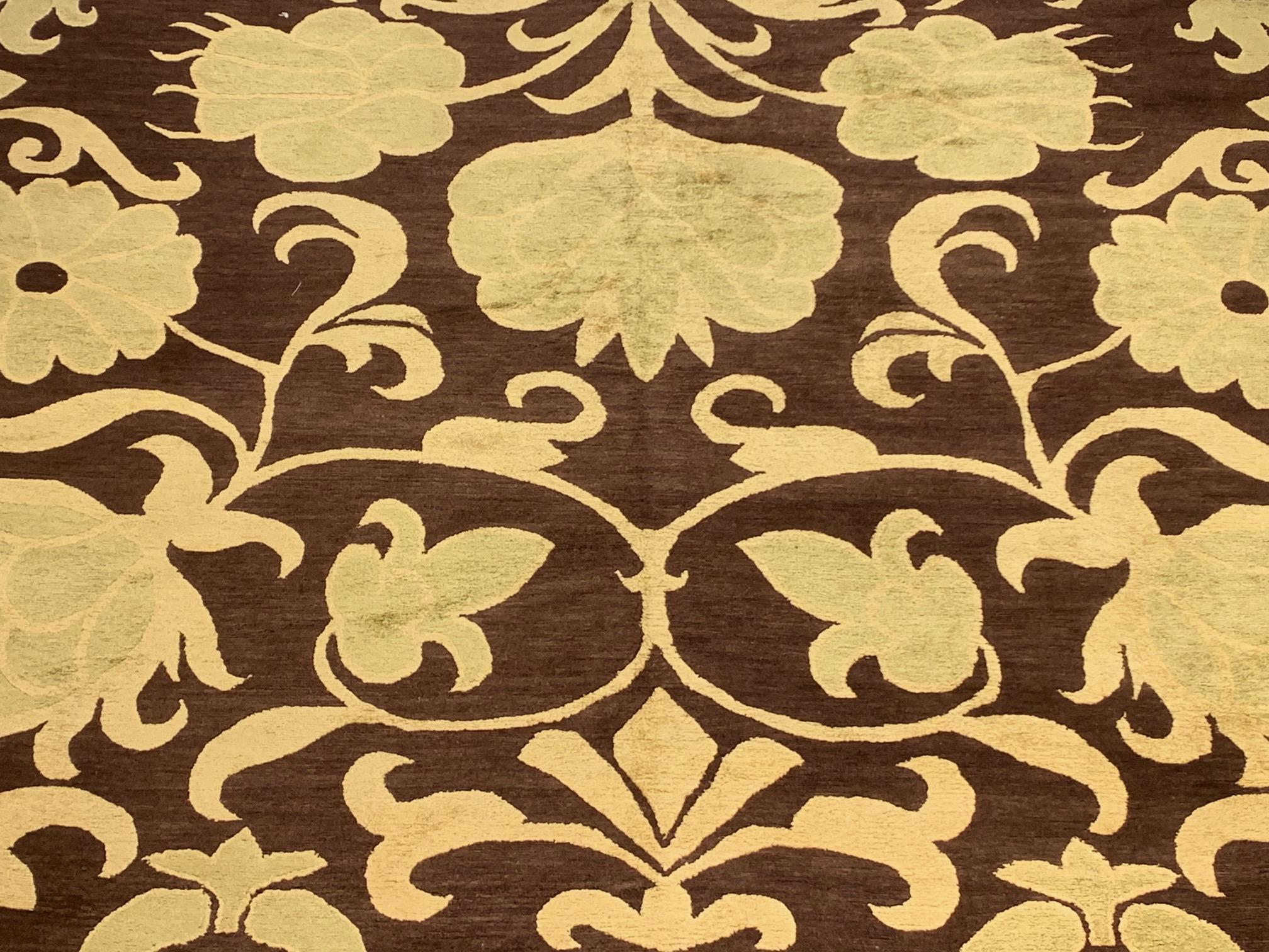 European Inspired Gold and Brown Handmade Wool Rug by Doris Leslie Blau In New Condition For Sale In New York, NY
