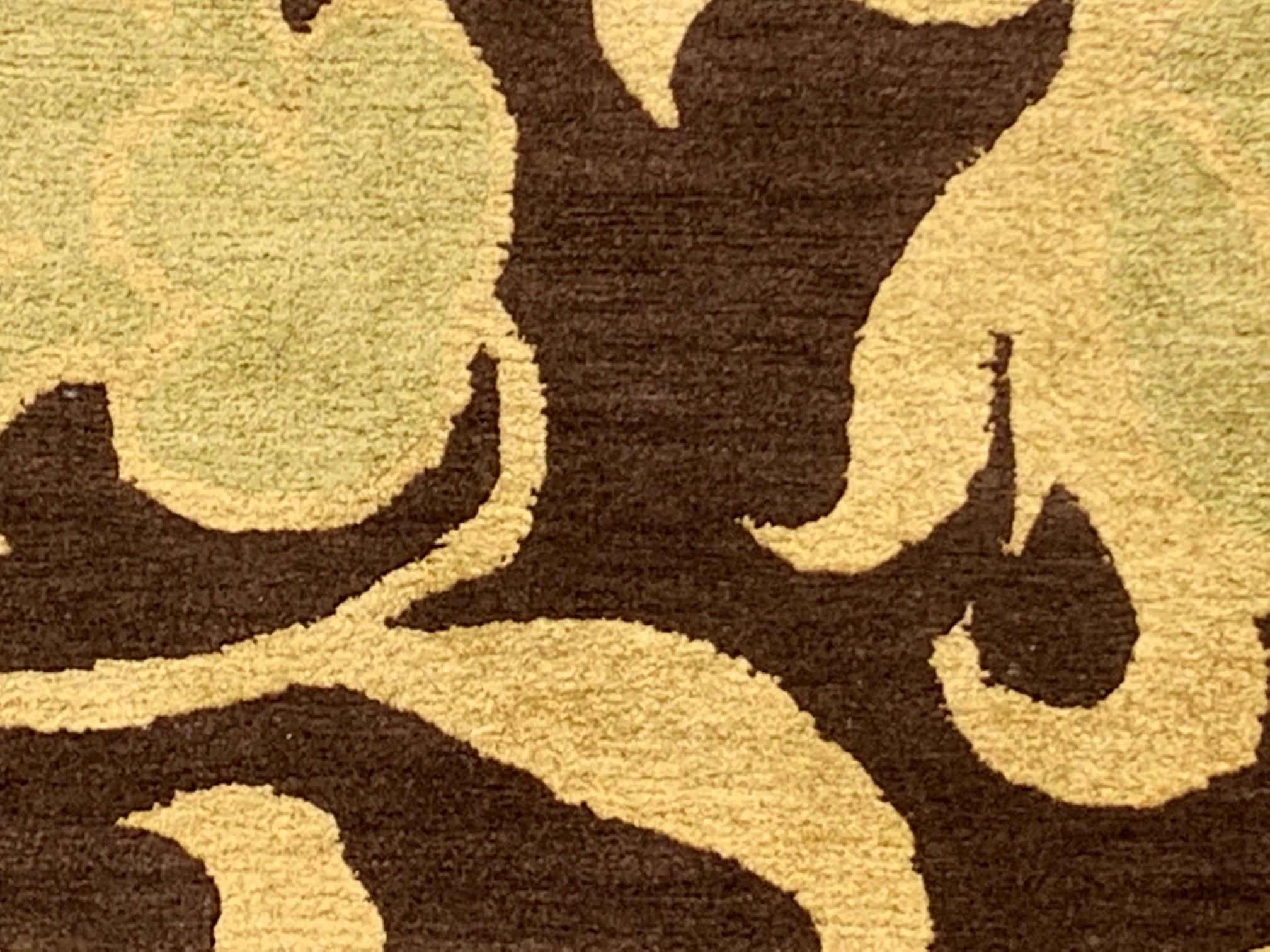 Contemporary European Inspired Gold and Brown Handmade Wool Rug by Doris Leslie Blau For Sale