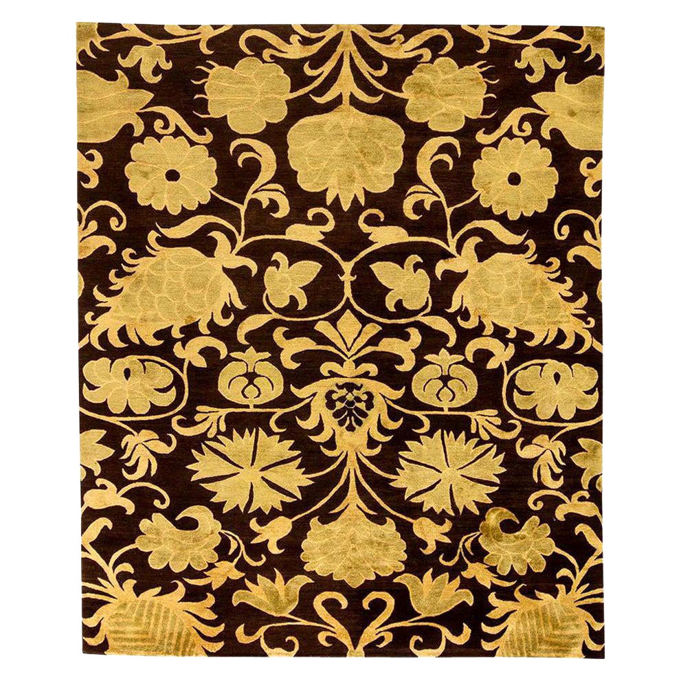 European Inspired Gold and Brown Handmade Wool Rug by Doris Leslie Blau