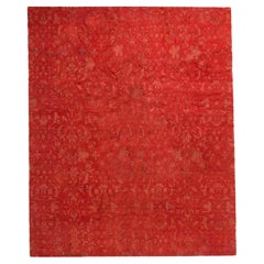 European Inspired Tibetan Red Handmade Wool and Silk Rug by Doris Leslie Blau