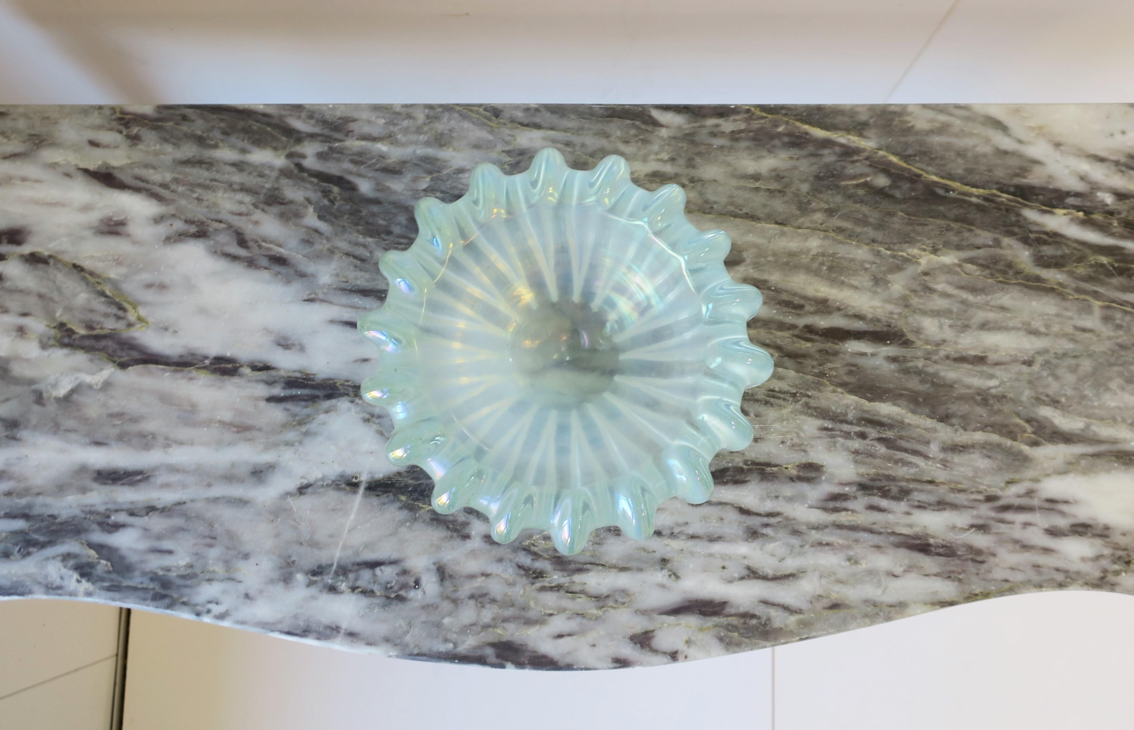 Italian Murano Art Glass Bowl with Iridescent Hue and Fluted Design For Sale 3