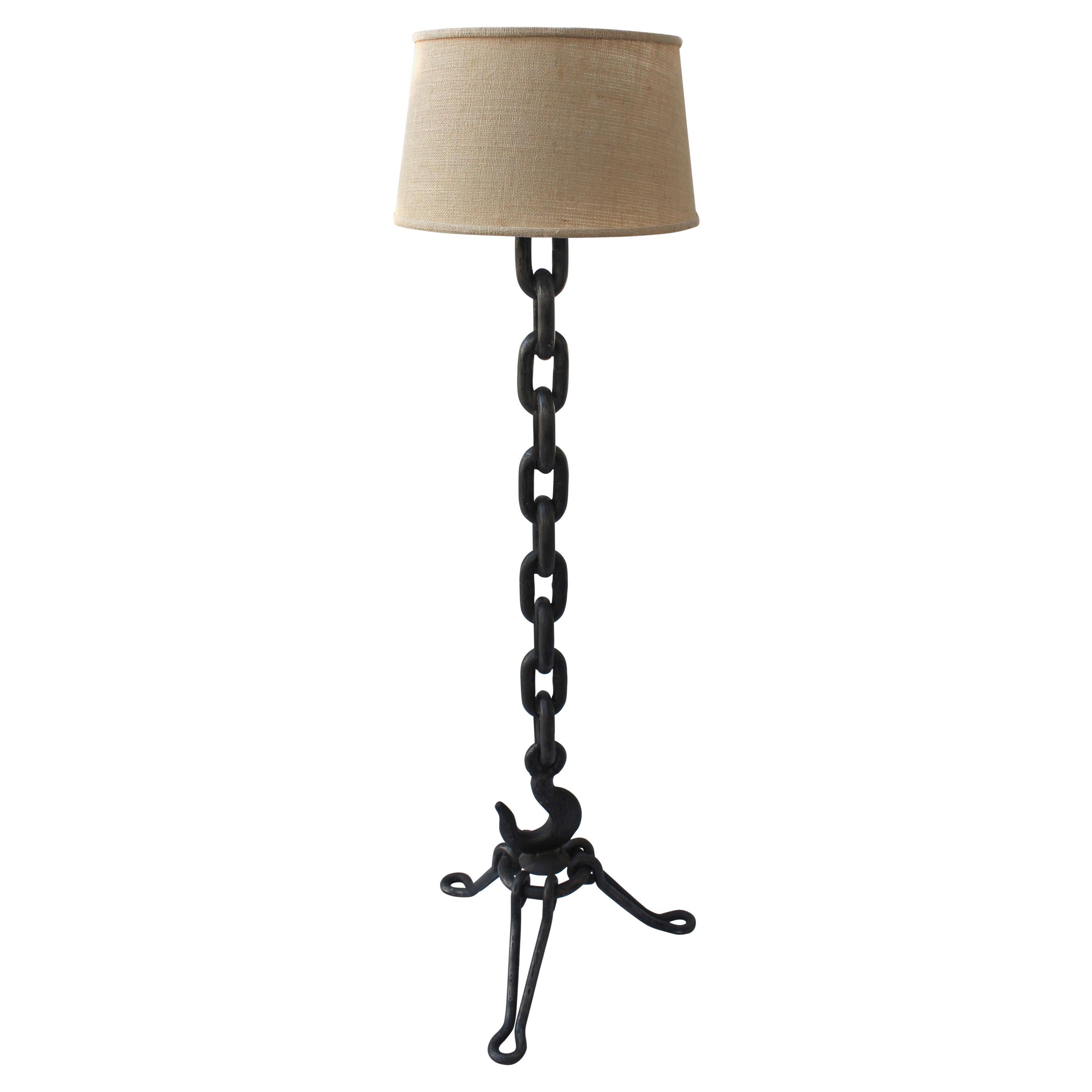 European Iron Chain Link Floor Lamp For Sale