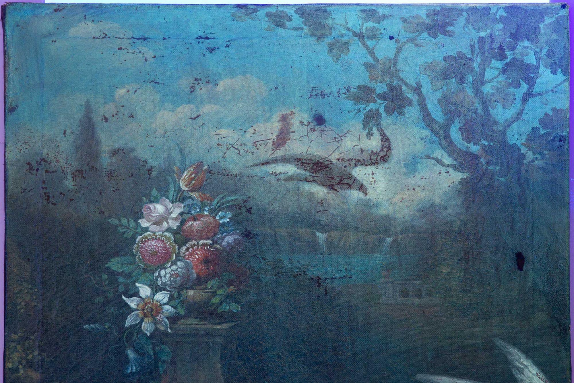 European Italianate “Ducks in a Garden” Landscape Painting, 19th Century For Sale 7
