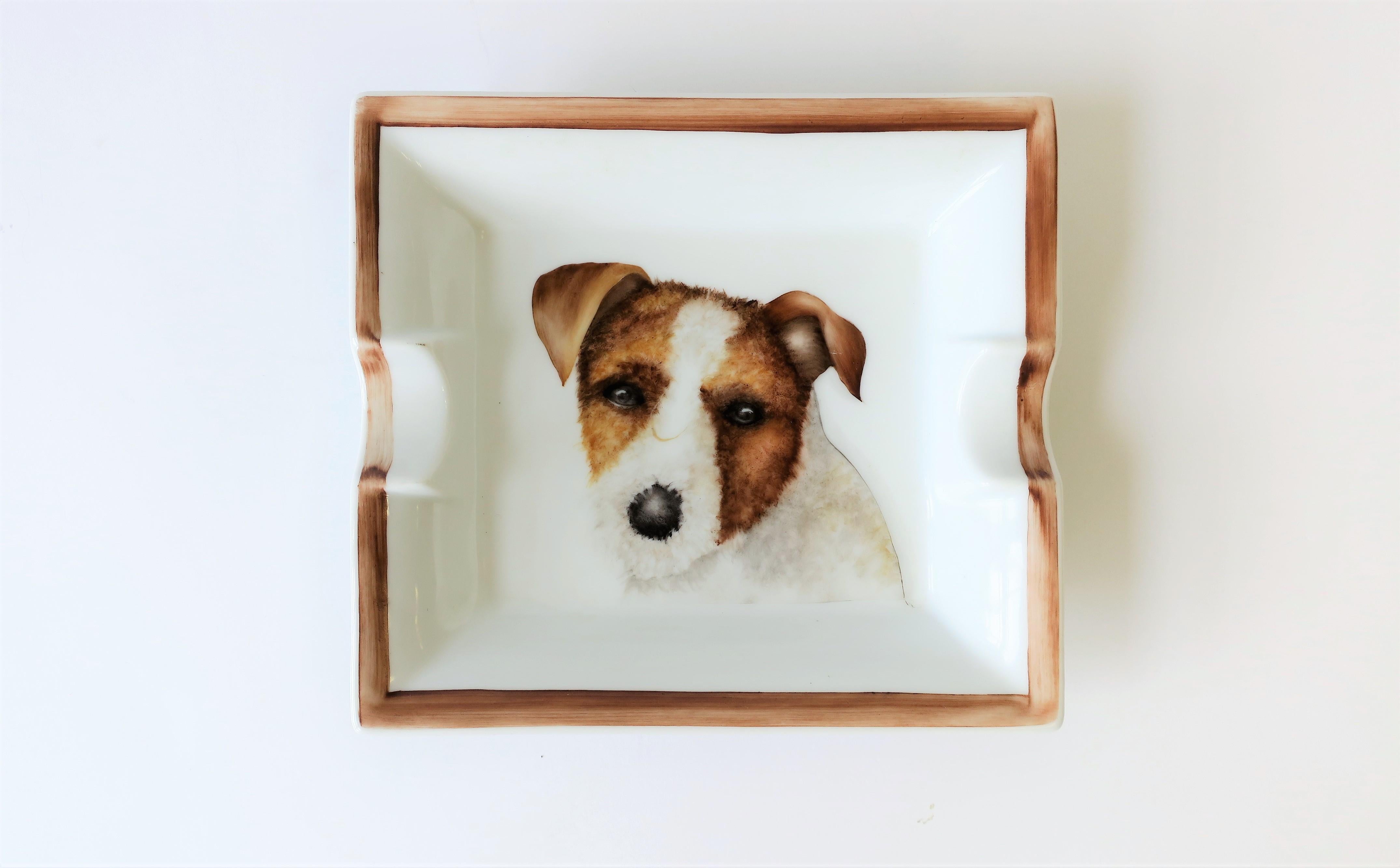 Europäischer Jack Russell Terrier Hund Tablett Vide-Poche oder Aschenbecher (Glasiert)